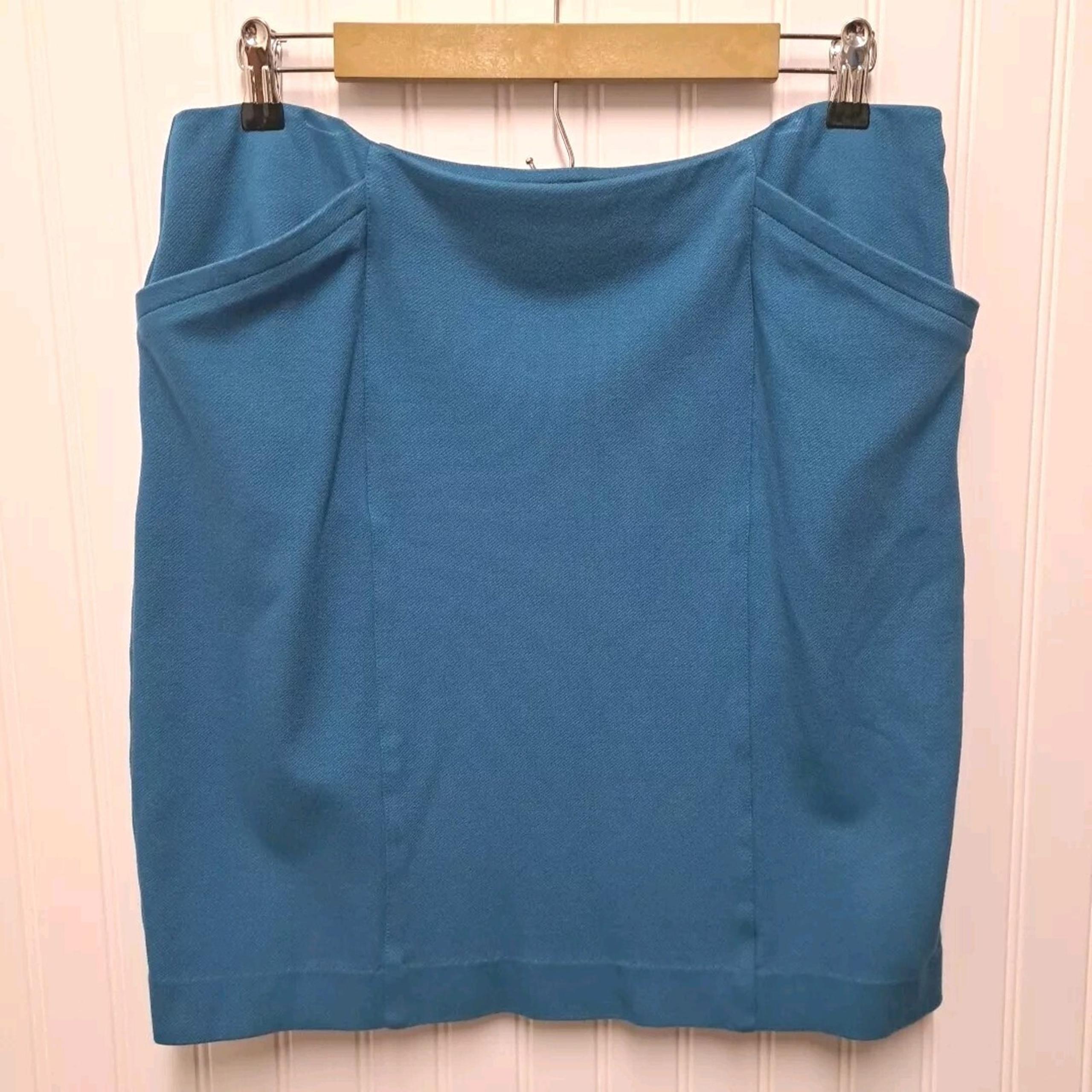 Cabi Sigourney Skirt Womens 12 Turquoise Blue Knit Pencil Pockets 3220 Career