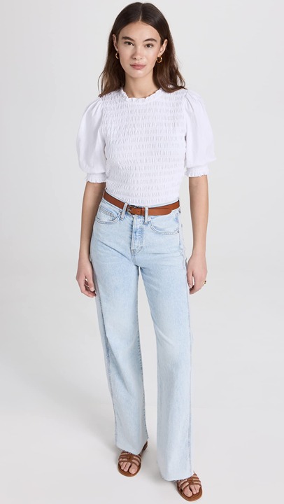 Veronica Beard Jean Women's Langston Top, White, L NWT