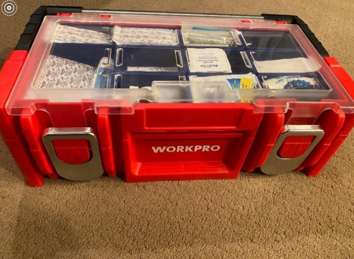 17-inch Plastic Tool Box Red Storage Box with Locking Lid
