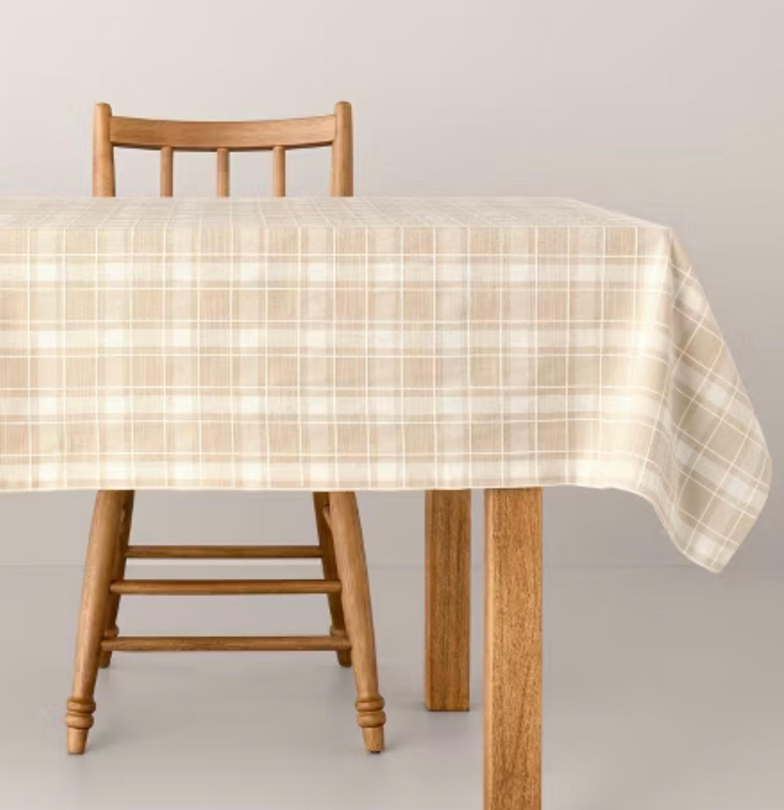 Grid Plaid Cotton Tablecloth Beige/Cream - Hearth & Hand™ with Magnolia