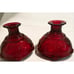 Anchor Hocking Pair Oyster & Pearl Ruby Red Depression Glass Candle Stick Holder