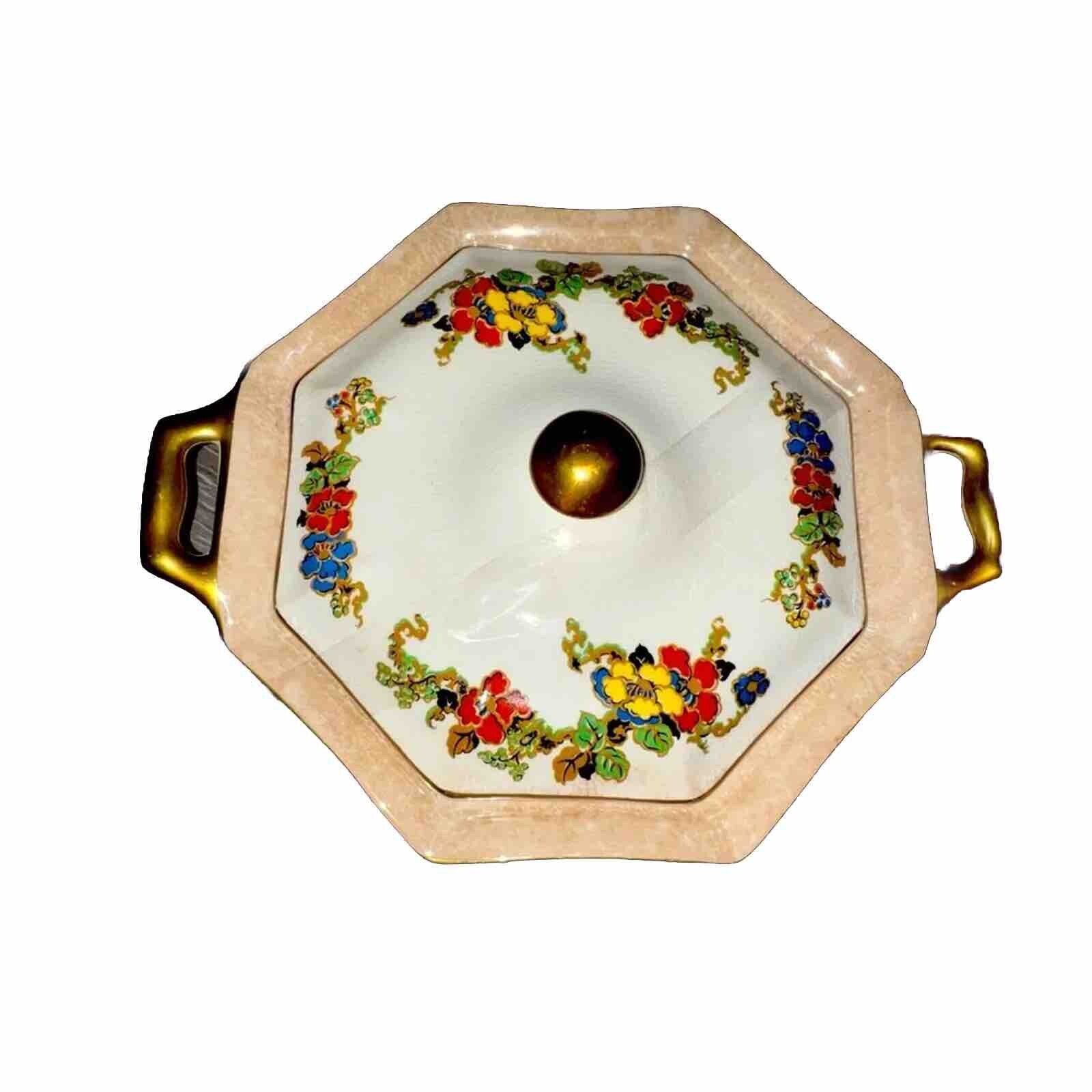VTG Imperial Rembrandy Octagonal Cracks effect Porcelain Covered Serving Dish