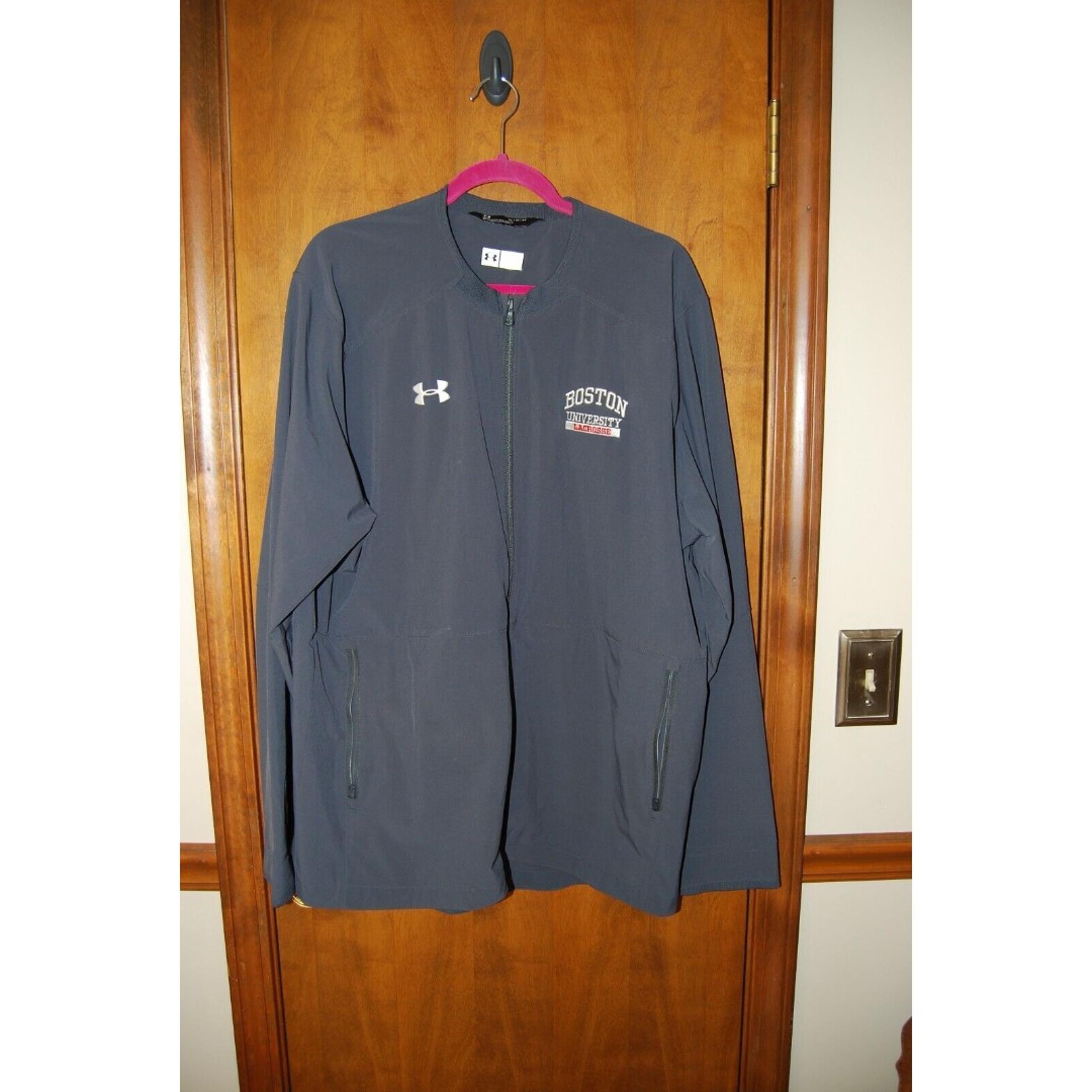 Boston University Lacrosse Under Armour Long Sleeve Full Zip Mens XL Gray Jacket
