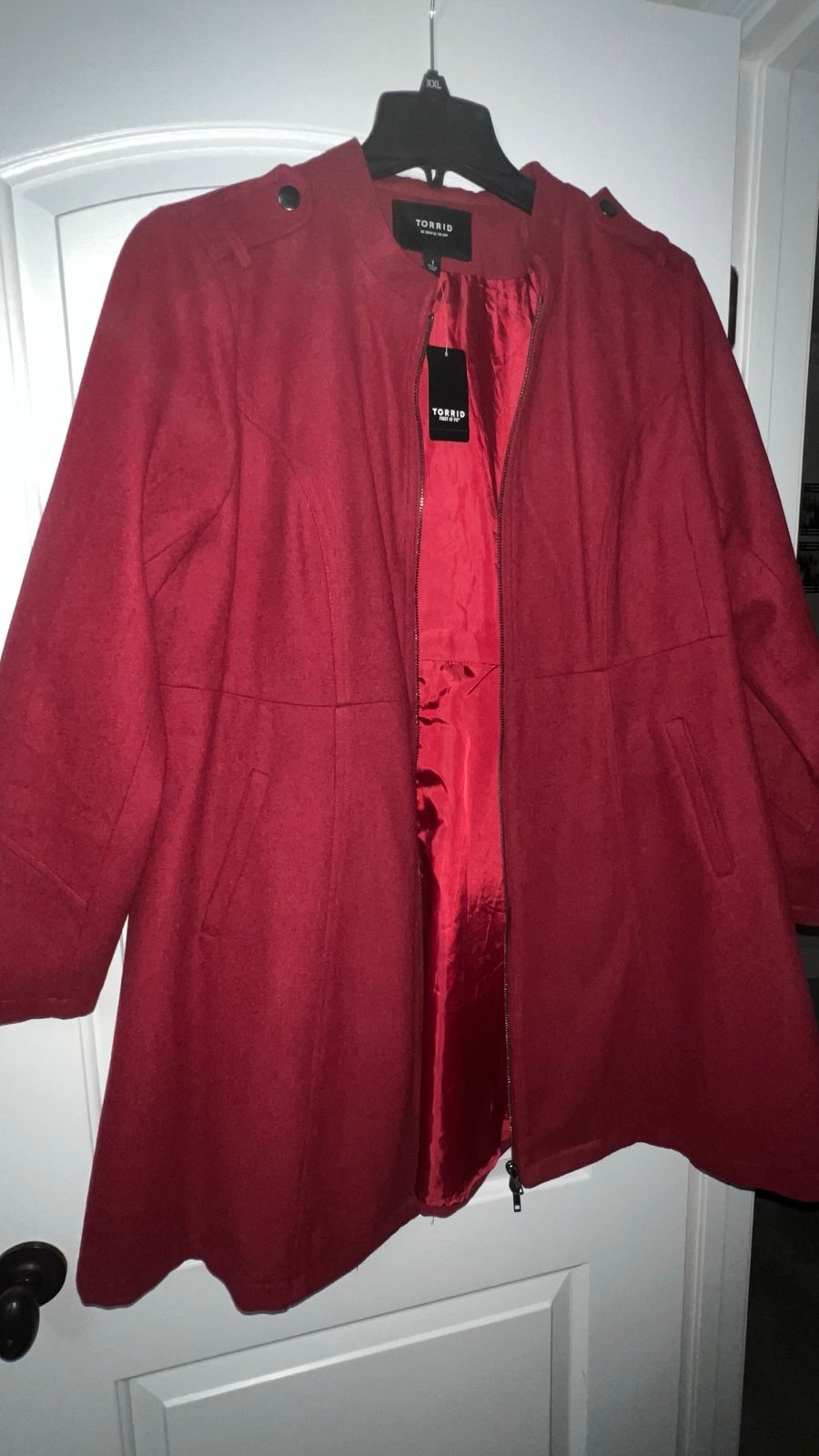 Torrid Red Front zip Flare Wool Coat - size 1-1X (14-16)