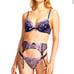 3 PC Dream Angels Bejeweled garter, cheekini panty & shine strap push up bra