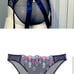 3 PC Dream Angels Bejeweled garter, cheekini panty & shine strap push up bra