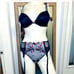 3 PC Dream Angels Bejeweled garter, cheekini panty & shine strap push up bra