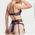 3 PC Dream Angels Bejeweled garter, cheekini panty & shine strap push up bra