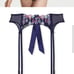 3 PC Dream Angels Bejeweled garter, cheekini panty & shine strap push up bra