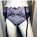 3 PC Dream Angels Bejeweled garter, cheekini panty & shine strap push up bra