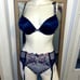 3 PC Dream Angels Bejeweled garter, cheekini panty & shine strap push up bra