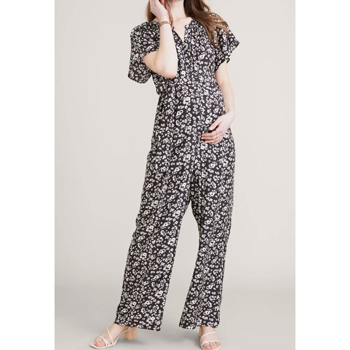 NWT HATCH The Regina Jumpsuit black white floral SZ0 bust42
