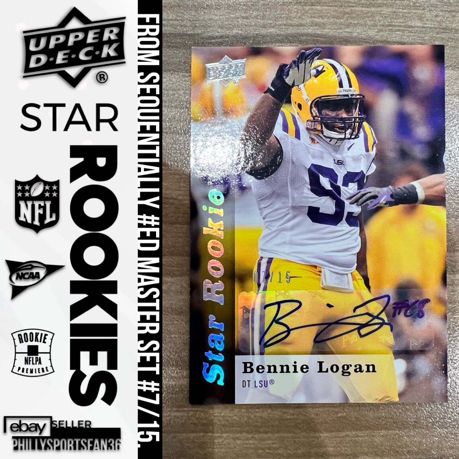 2013 UD Upper Deck Star Rookie Auto Bennie Logan #218 #7/15 SSP RC LSU Autograph