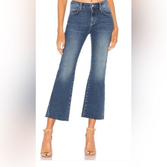 NWT Free People Flare Crop Rita High Rise Jeans Raw Hem Boho Women's Size 29