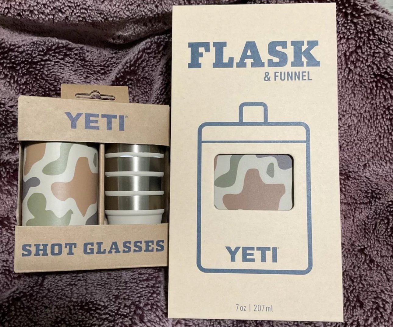 NEW SOLD OUT GG 2024 Yeti Tan Camo Flask W/MATCHING SHOT GLASSES&CARRYING CASE