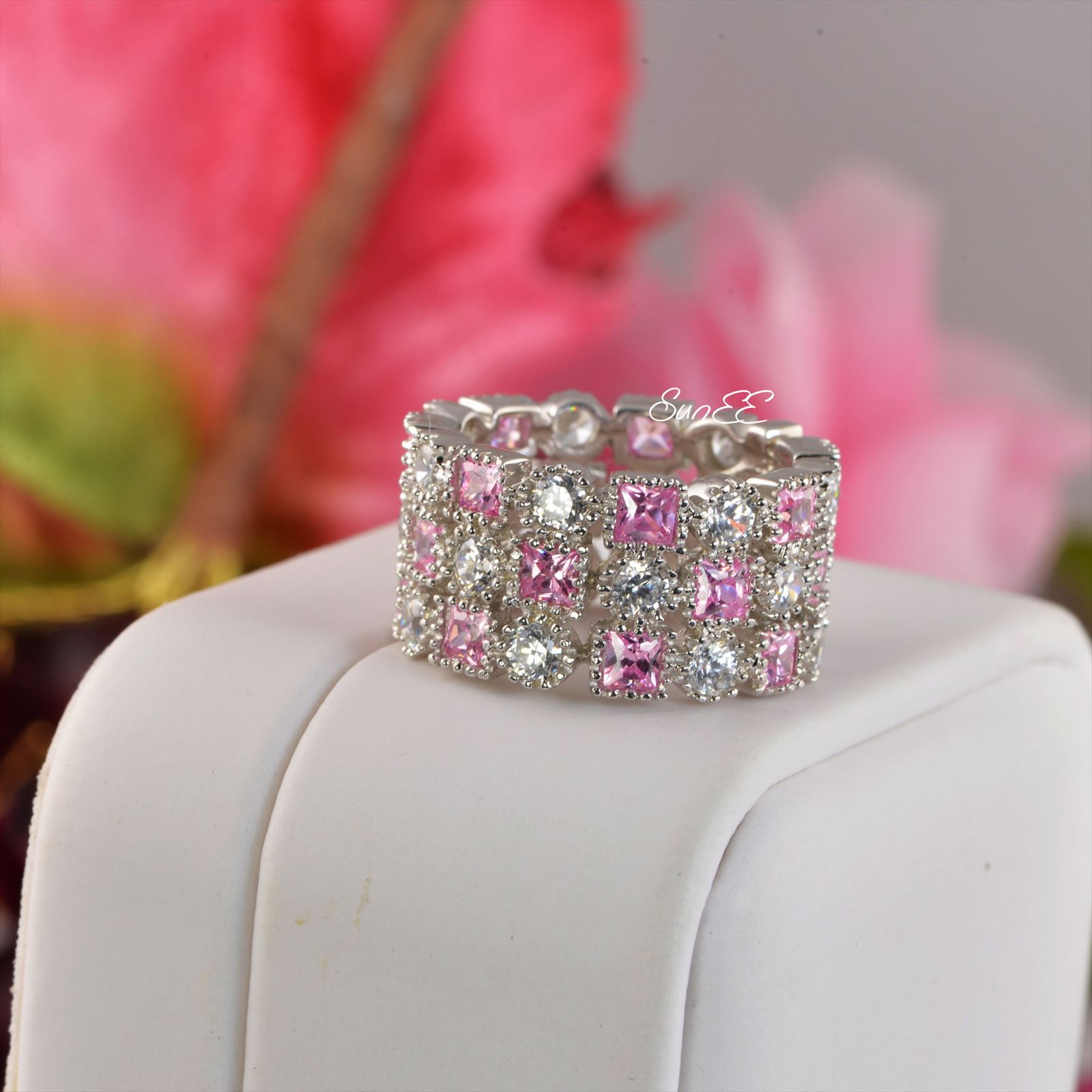 New Real 925 Pink Eternity Ring