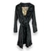 Vtg 90s Custo Barcelona Trench Coat Jacket Black Polyurethane Cyber Grunge Sz 10