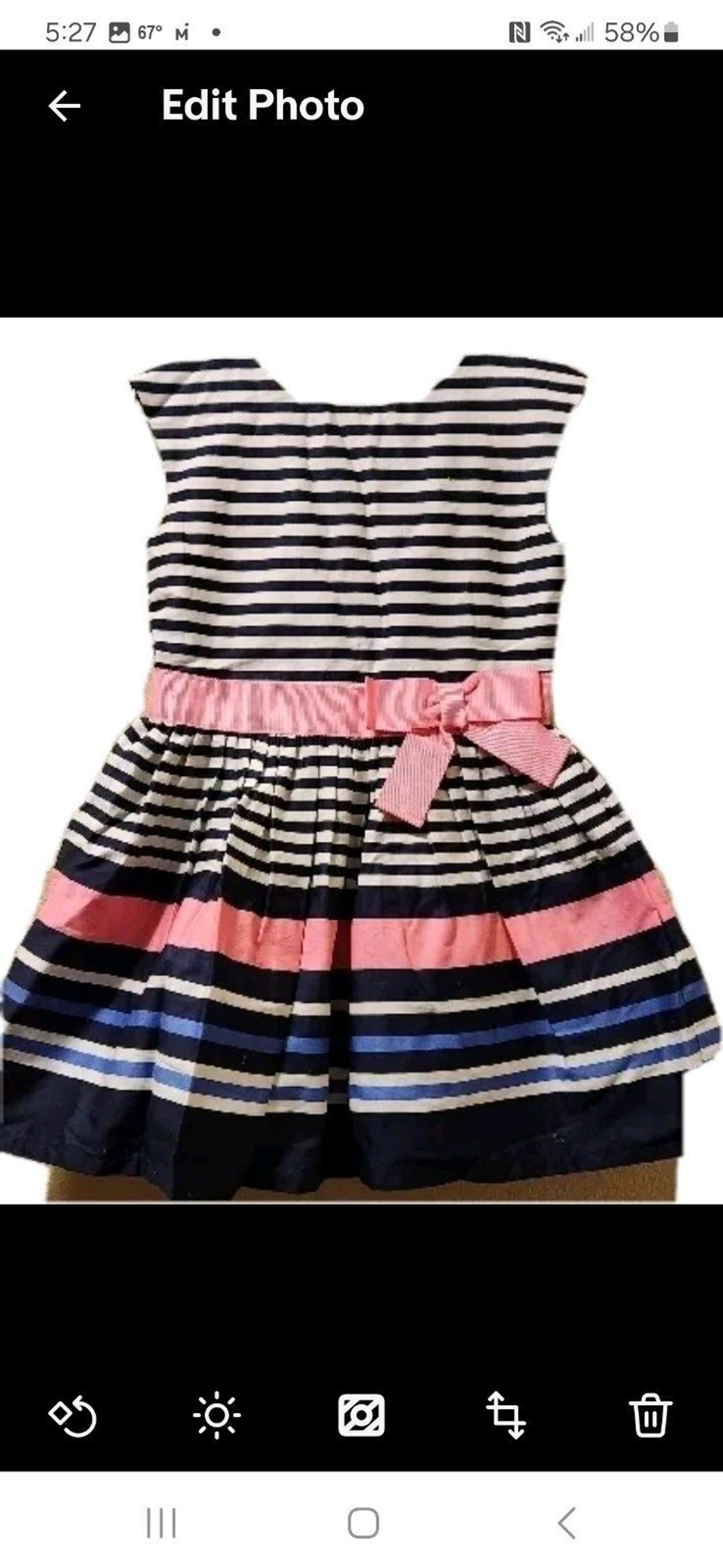 Carter's Blue, White & Pink Striped Sleeveless Girls Dress - Size 3T New