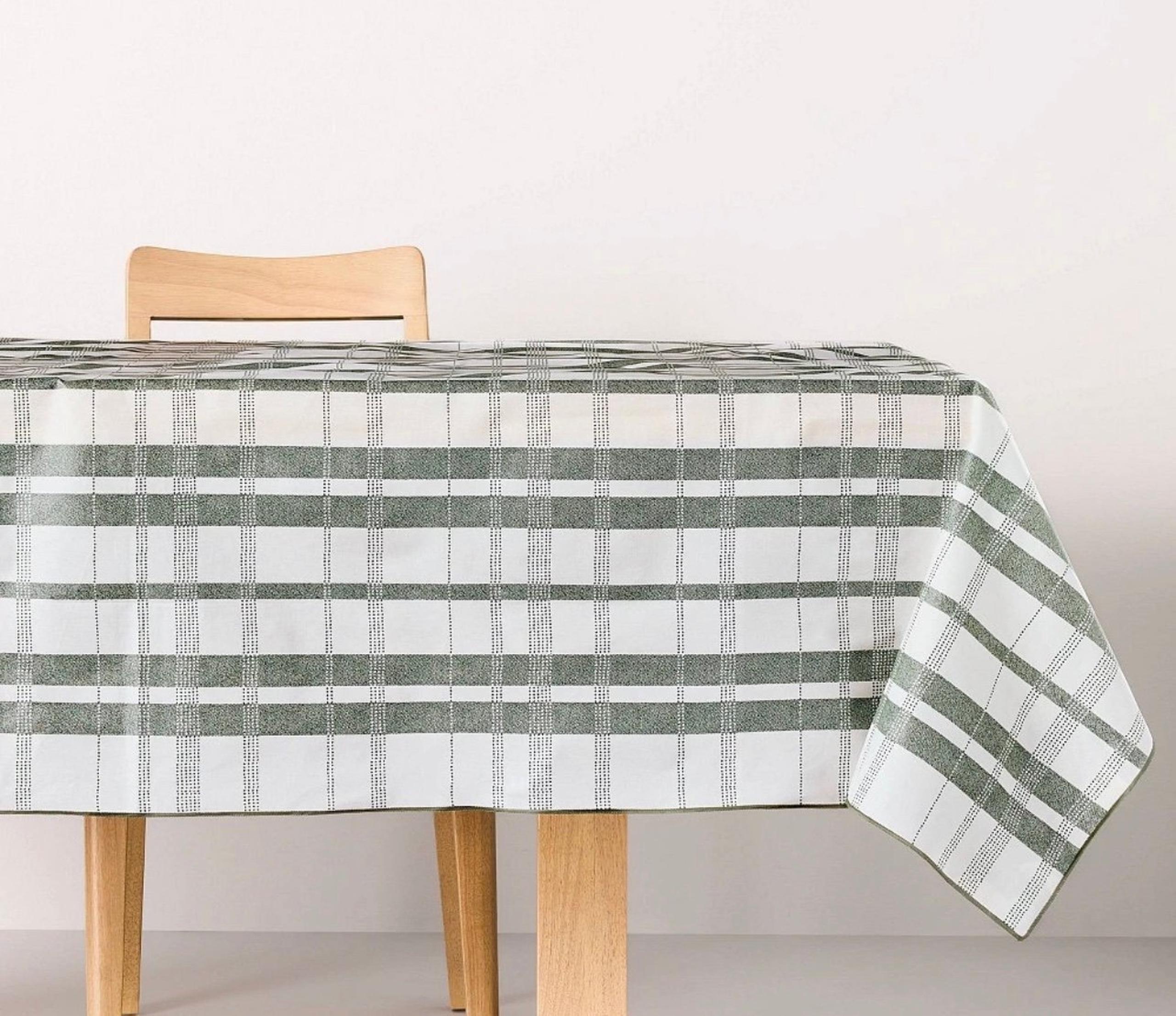 60”x84”  Plaid Wipeable Rectangular Tablecloth Green - Hearth & Hand