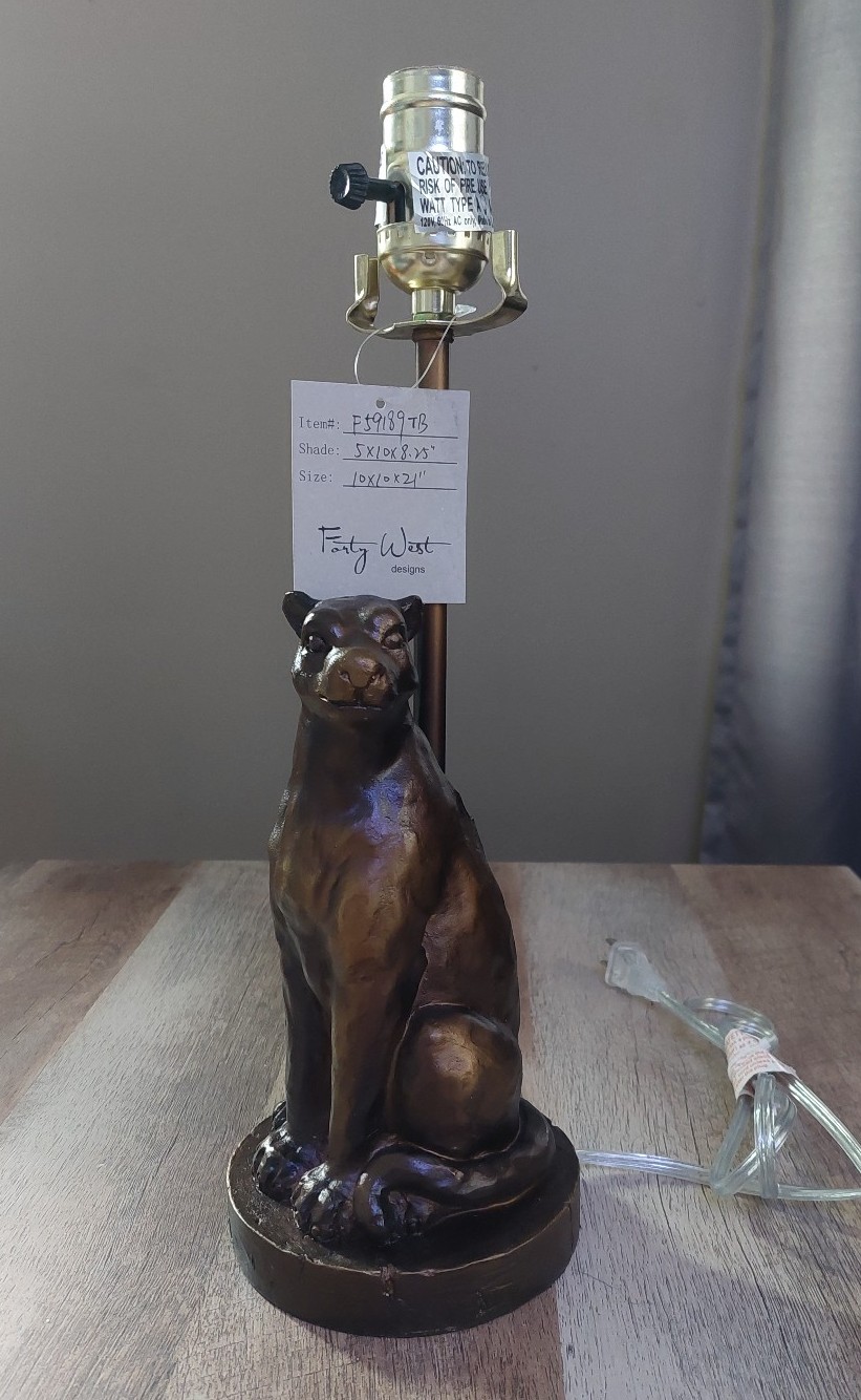 Forty West Designs Table Lamp Brown Bronze Metallic Animal Figure Lion FJ9189TB