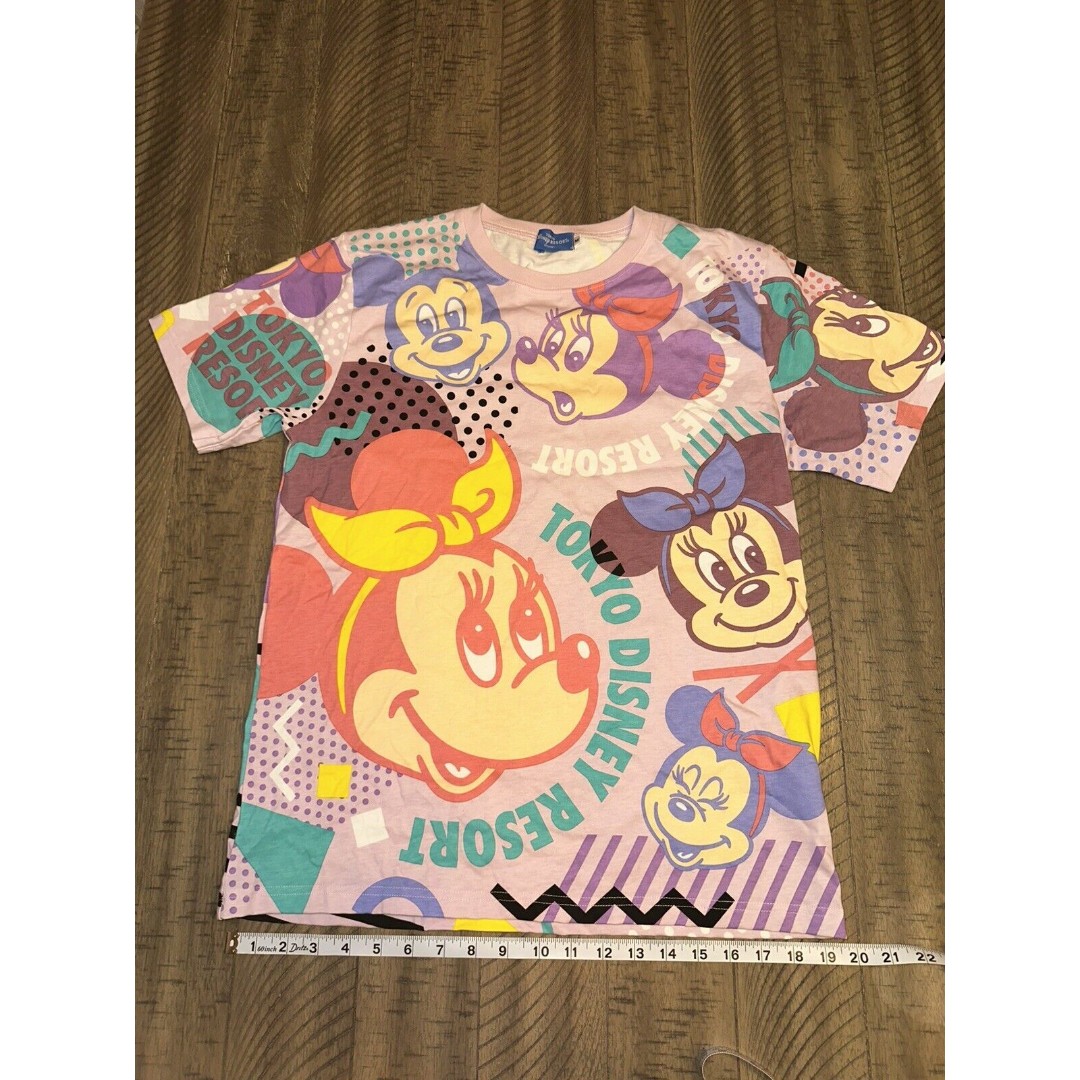 Tokyo Disney Resort 2023 T-Shirt Colorful Retro Minnie with Mickey NWOT