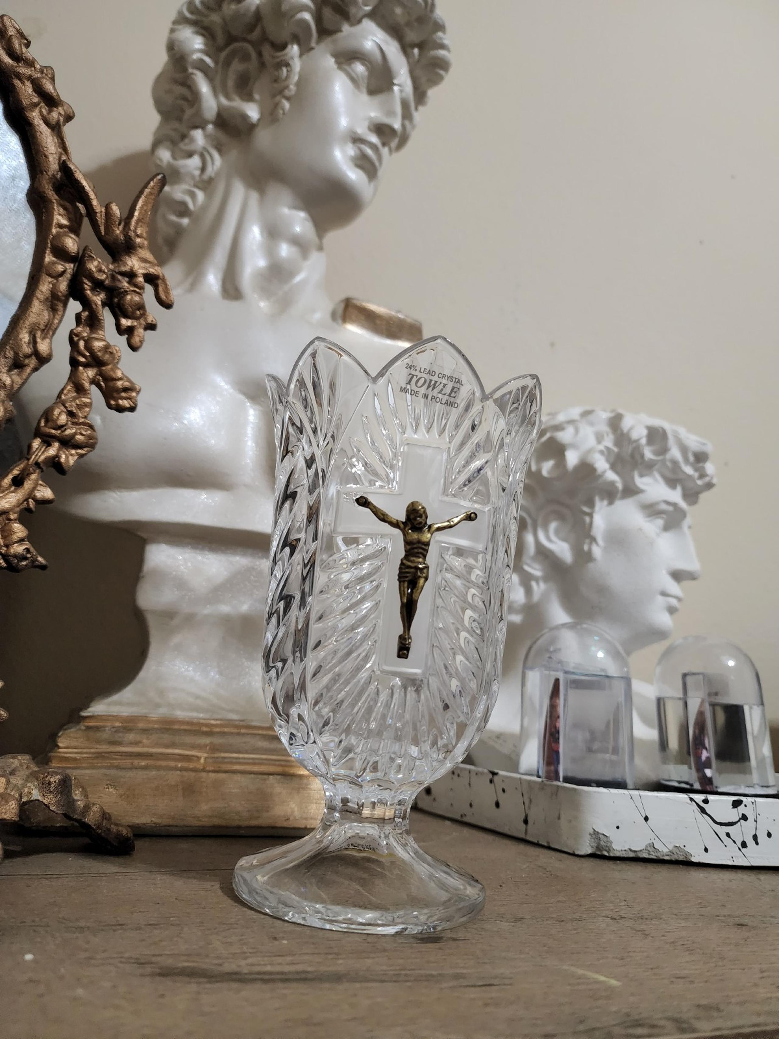 24% Lead Crystal Towle Cup and Crucifix