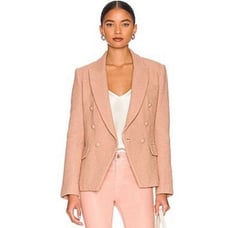 L'AGENCE Kenzie Cotton-Blend Double-Breasted Blazer in Light Mocha NWT Size 8