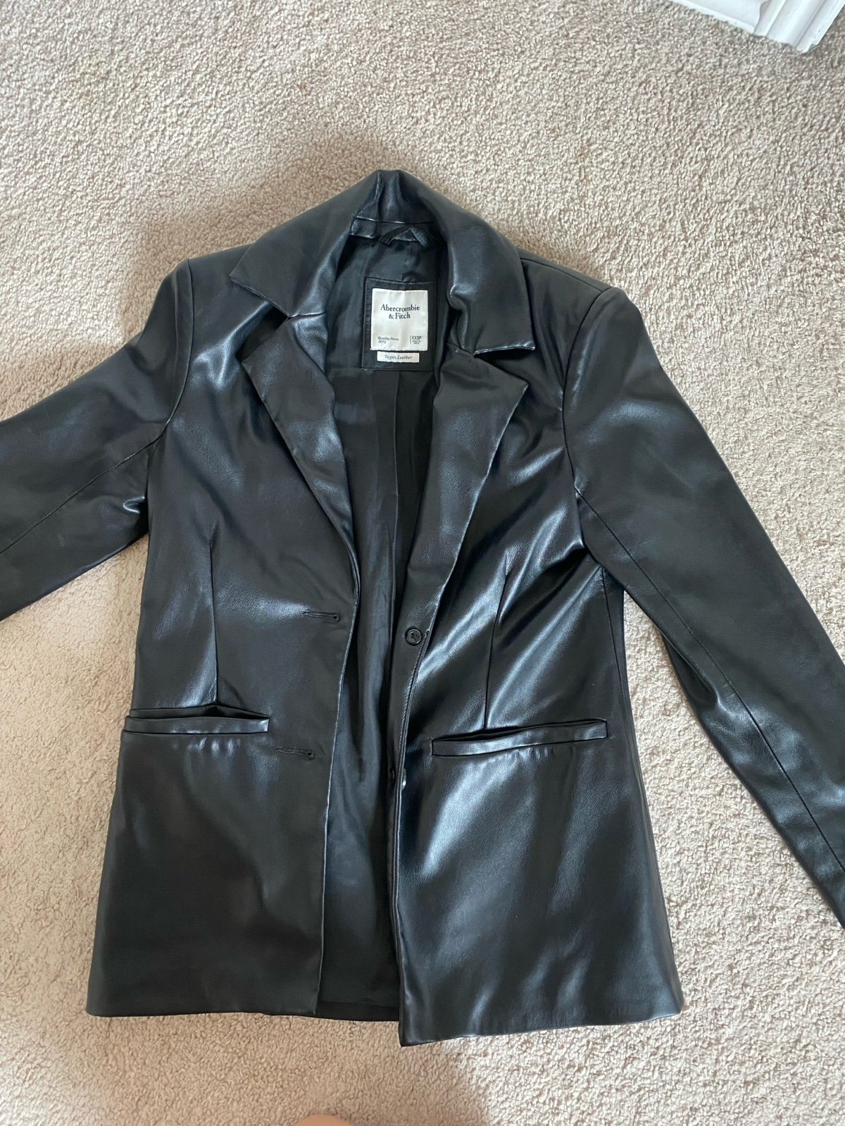 Abercrombie and Fitch Black Leather Jacket Fitted