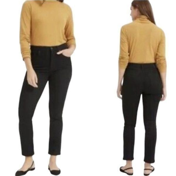 Everlane High Rise Slim Straight Stretch Cigarette Black Women's Sz 27 Reg NWT