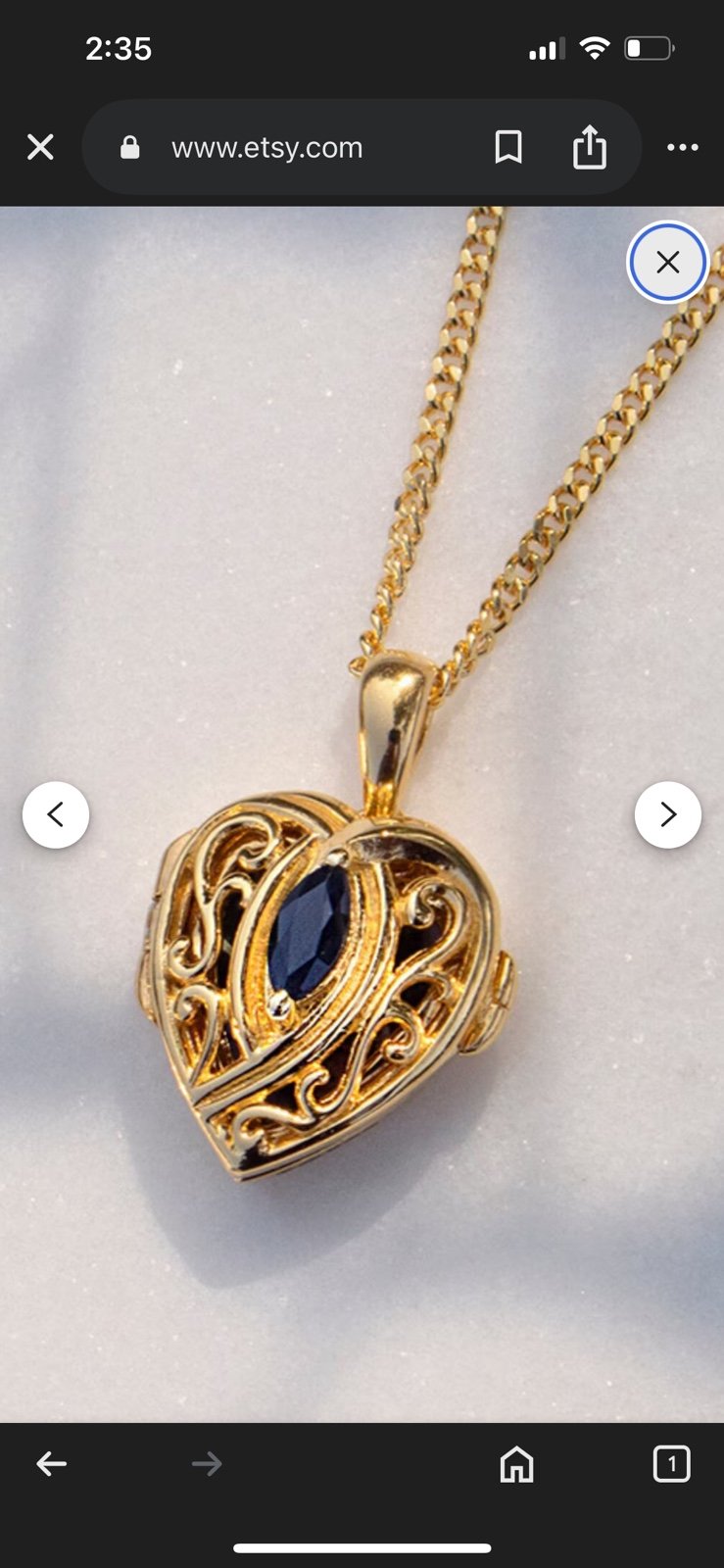 Sapphire Heart Necklace Gold