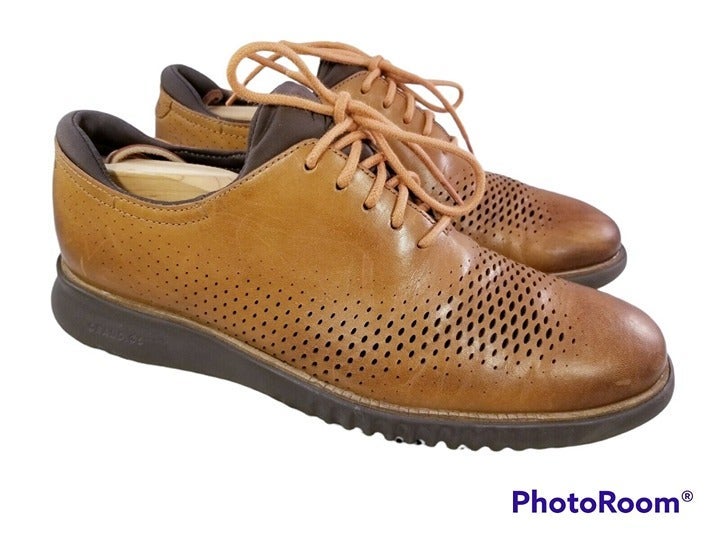 COLE HAAN ZEROGRAND MEN OXFORDS LACES SHOES SNEAKERS BROWN LEATHER SIZE 9 M *