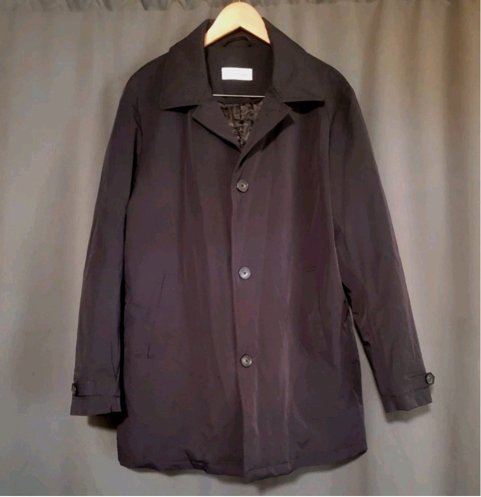 Calvin Klein Overcoat Mens 42R L Black Weatherproof Quilted Lined Button Closure