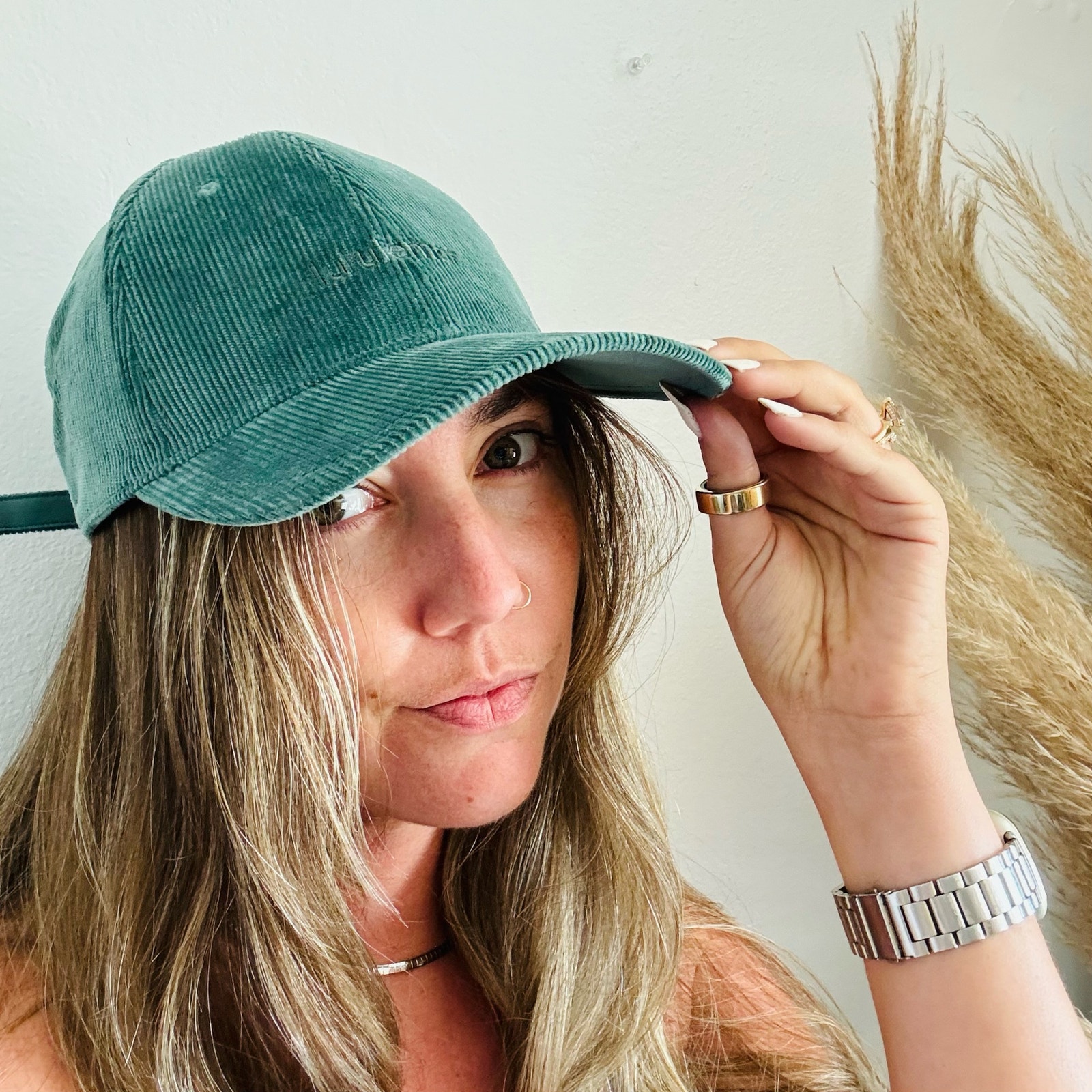 NEW LULULEMON Turqouise Green Blue Cord Corduroy Adjustable Dad Hat Baseball Cap