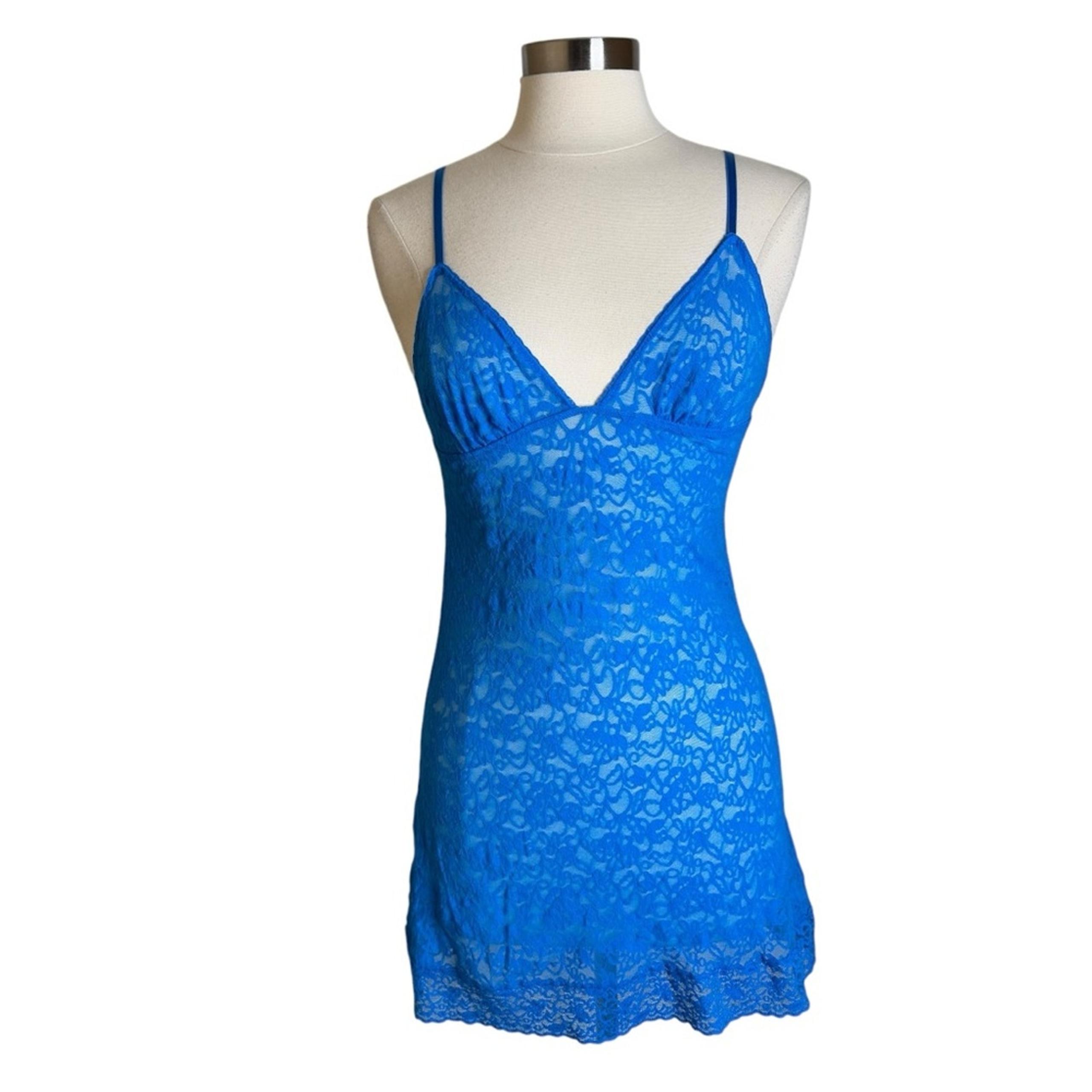 Victoria’s Secret Blue Lace Chemise V-Neck Mini Dress Women’s Size Large