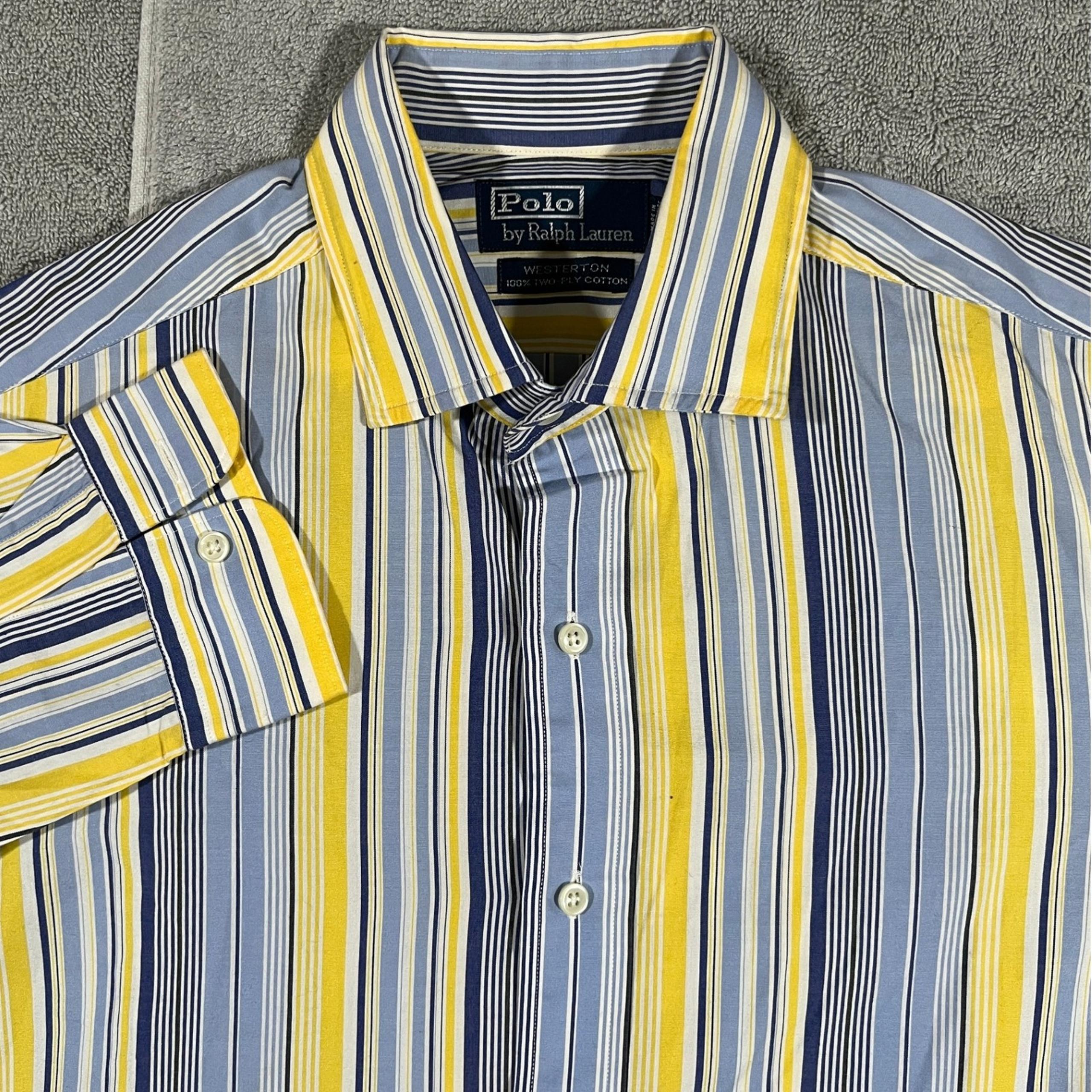 Polo Ralph Lauren Striped Button Down Shirt Two-Ply Cotton Westerton M
