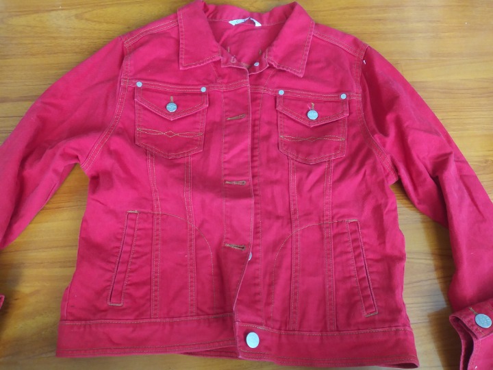 Vintage fire engine red denim jacket s/m