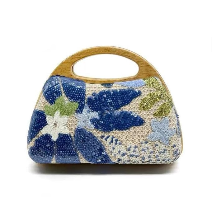 Amour de Lotus Embroidered Evening Bag in Blue