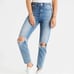 American Eagle Distressed Ripped Light Wash Ankle High Rise Mom Jeans