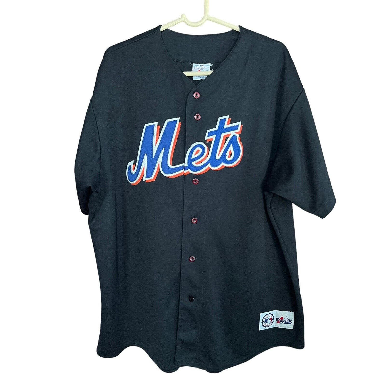 Vintage New York Mets Jersey Adult XL Black Blank Back Majestic MLB Authentic