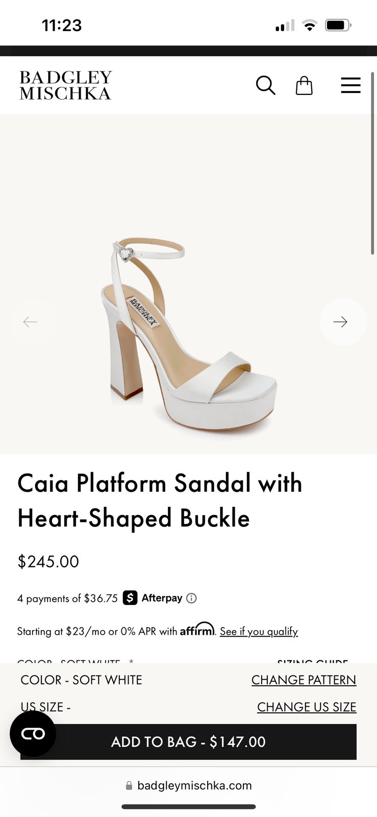 Badgley Mischka white heels