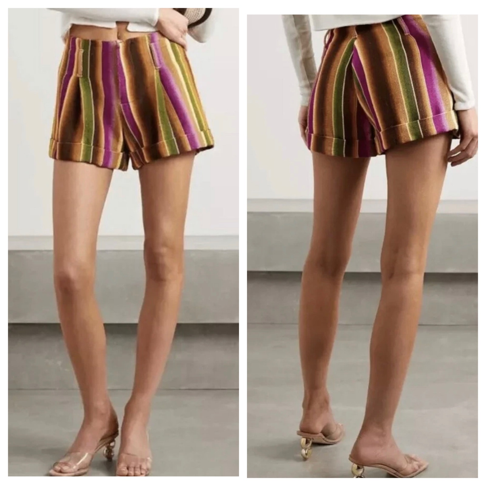 Savannah Morrow The Label Prism Shorts Cotton/Bamboo Blend Multi Stripe Size XS