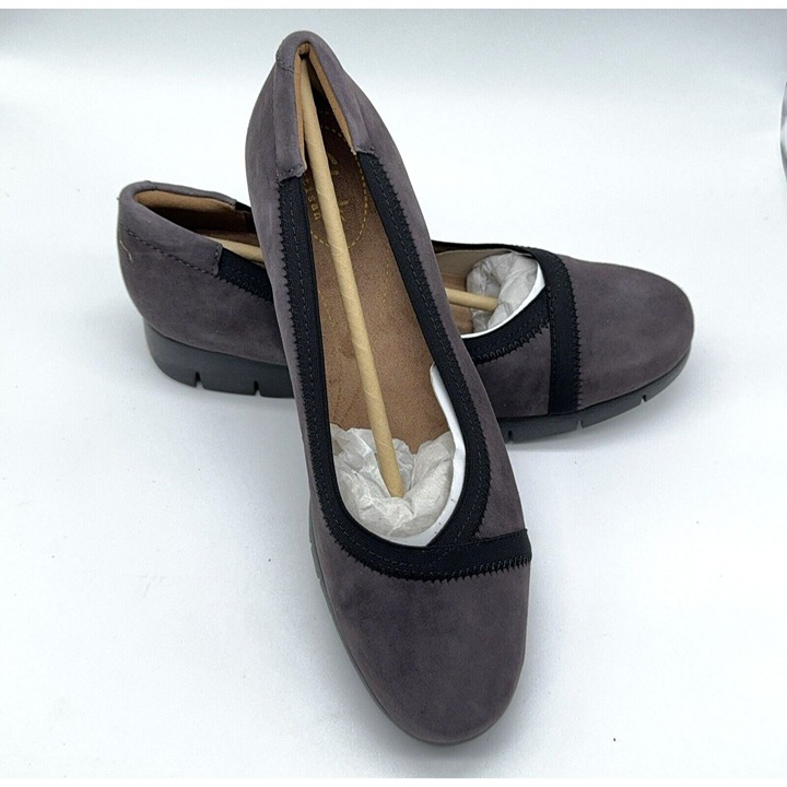 Clarks Artisan Nubuck Leather Slip On Shoes Daelyn Hill Purple Grey Platform 9 M