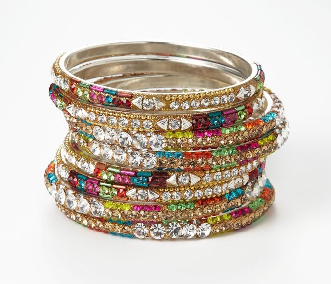 Chamak 8 Pc Multicolor Crystal Bangles