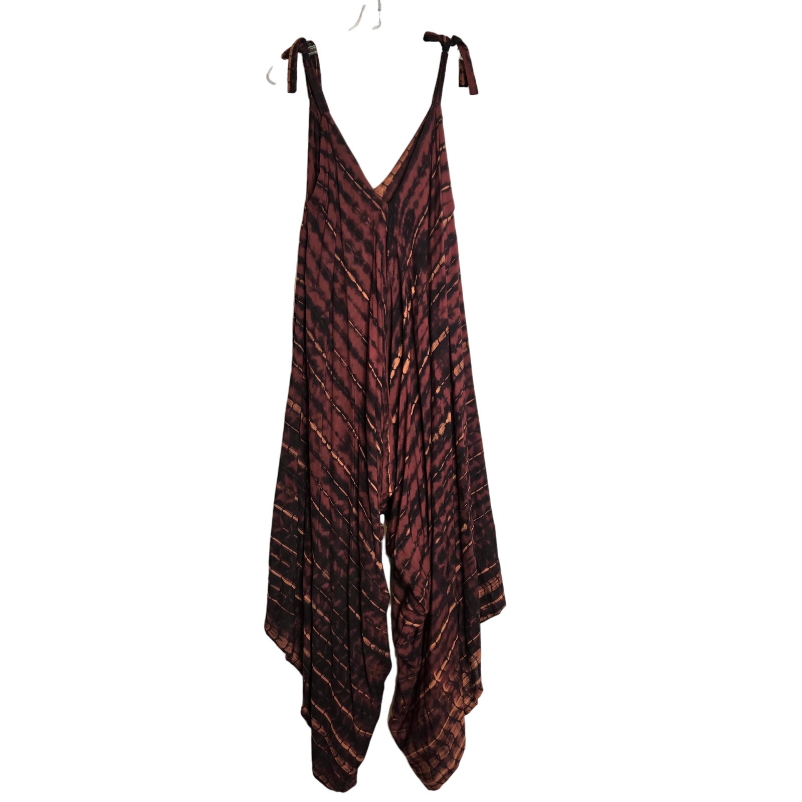 NEW Coco Kai Oversized Tie Dye Jumpsuit One Size Wine Tie Waist Boho Baggy Artsy