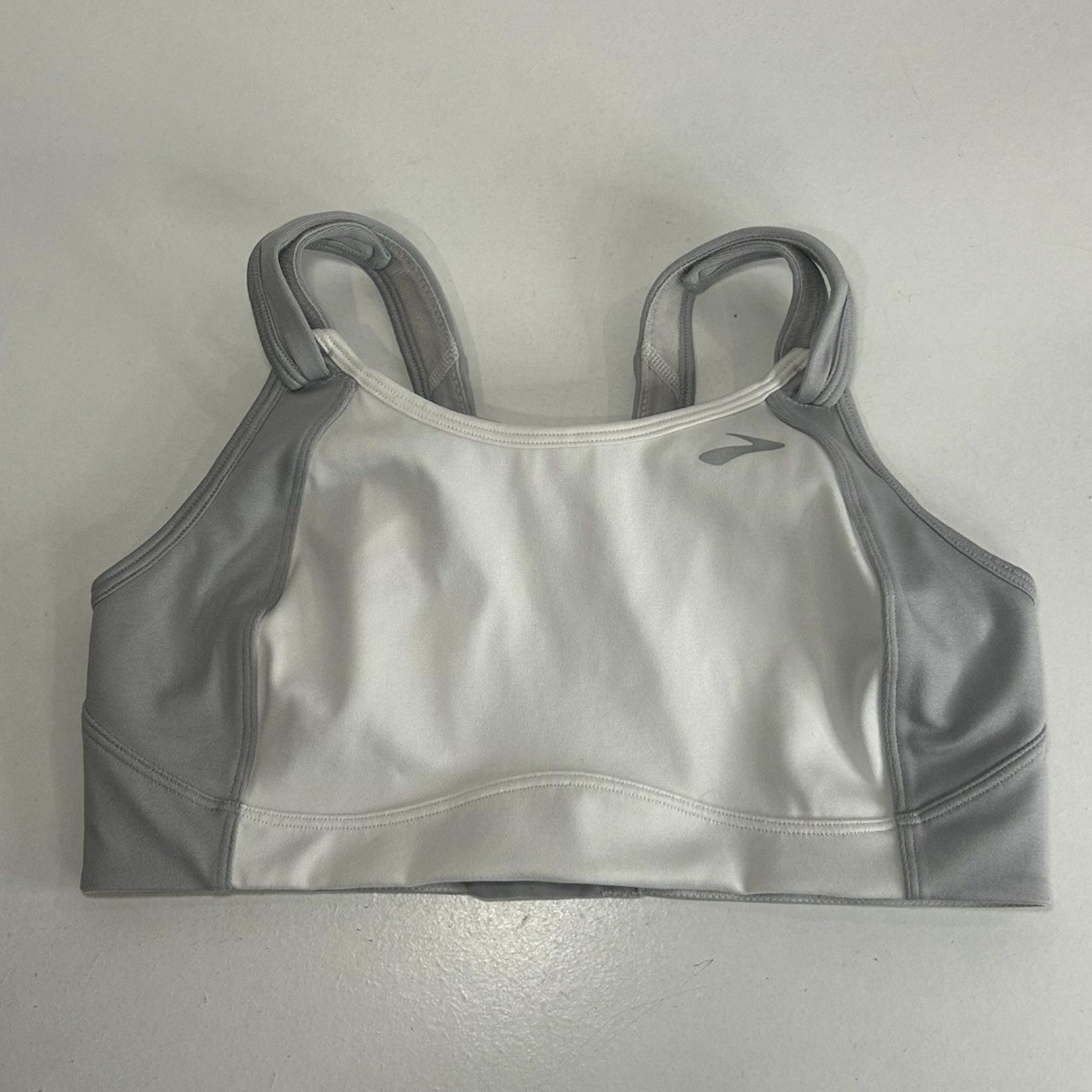Brooks Juno Sports Bra Gray White Adjustable Straps Unpadded