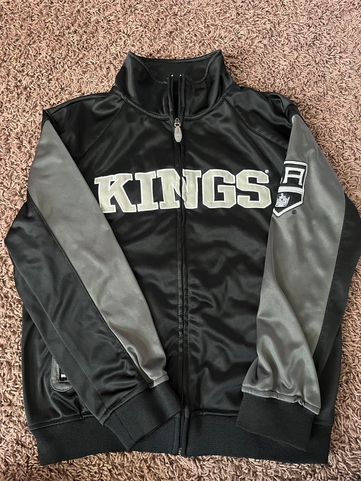 Vintage Majestic Los Angeles Kings Zip Up Jacket Black Youth Size Medium