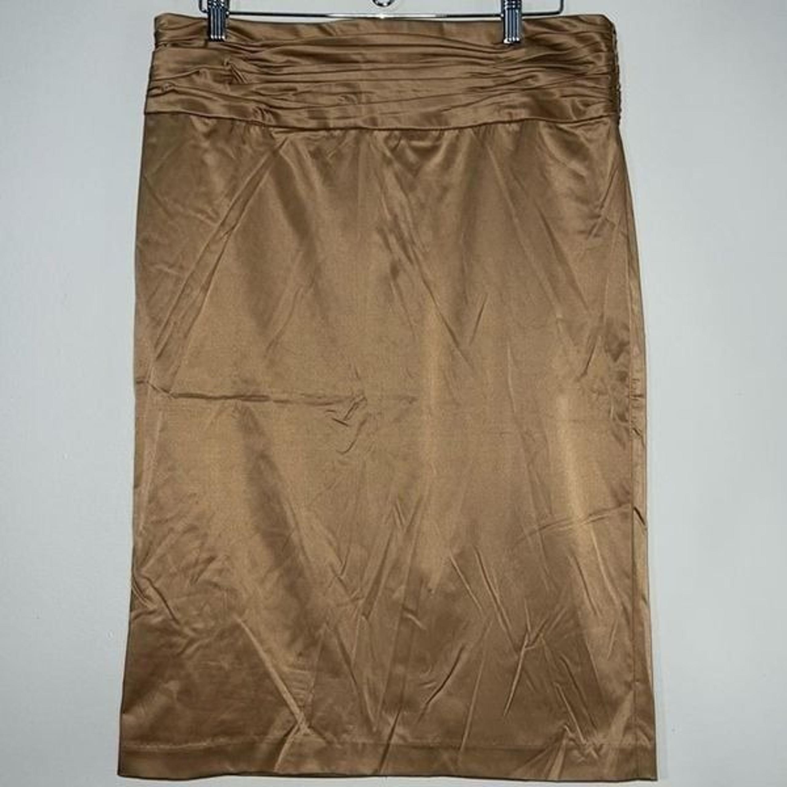 Newport News Women's Size 16 Bronze Satin Ruched Pencil Skirt