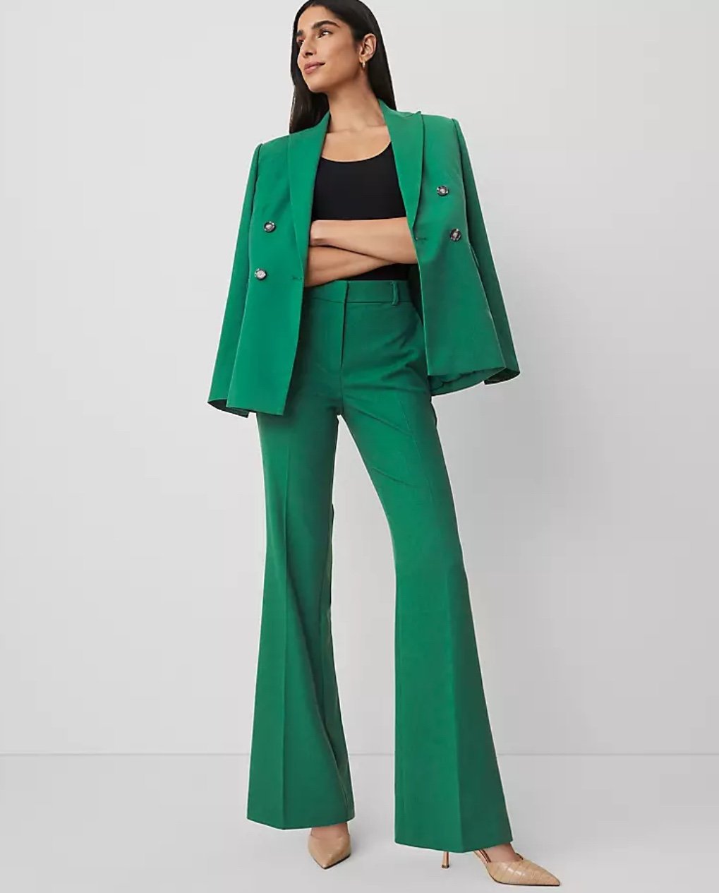 NWT Ann Taylor The Flare Trouser Pant in Textured Drape Regular Fit 2