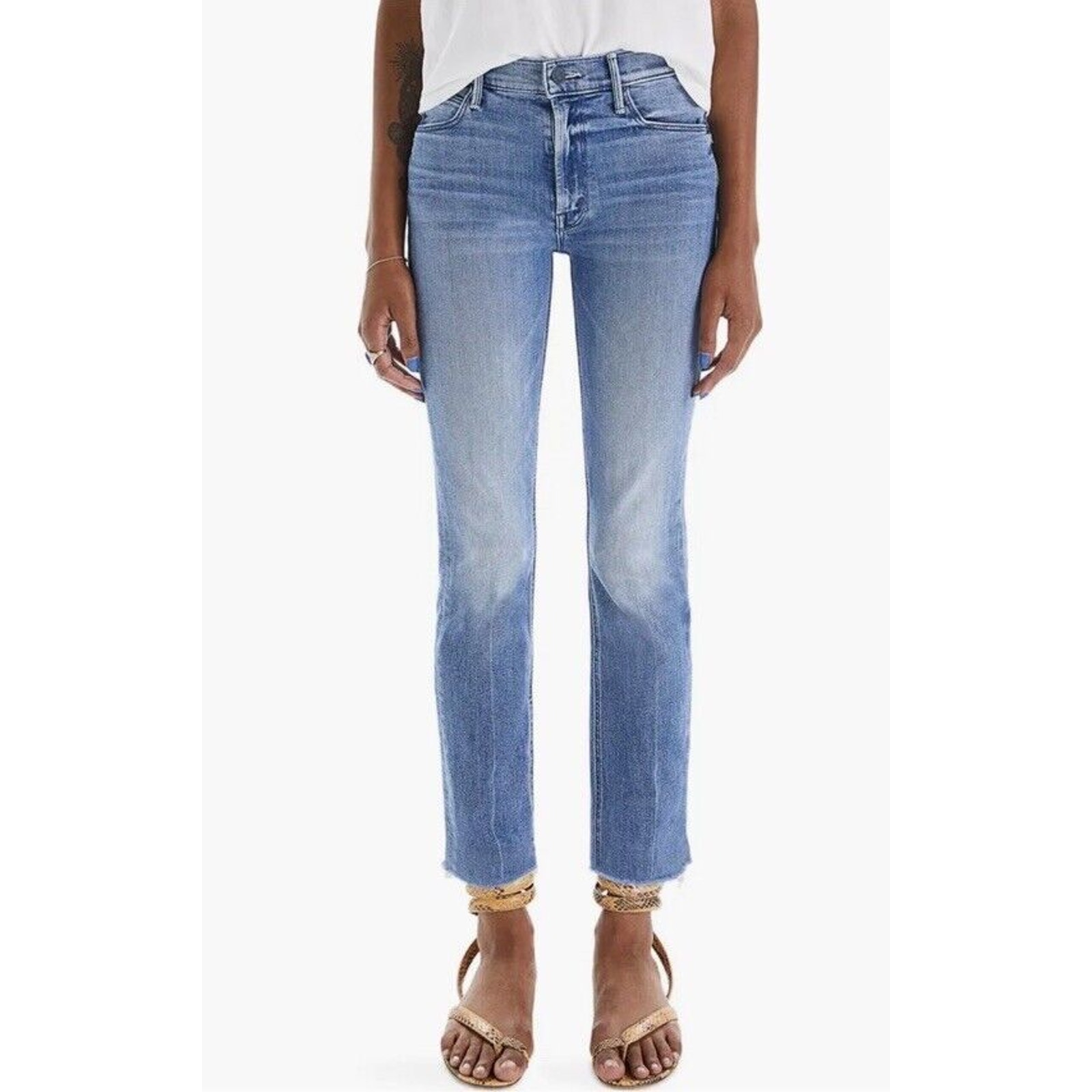 MOTHER The Mid Rise Dazzler Ankle Fray SIZE 27 We The Animals Denim Jeans EUC