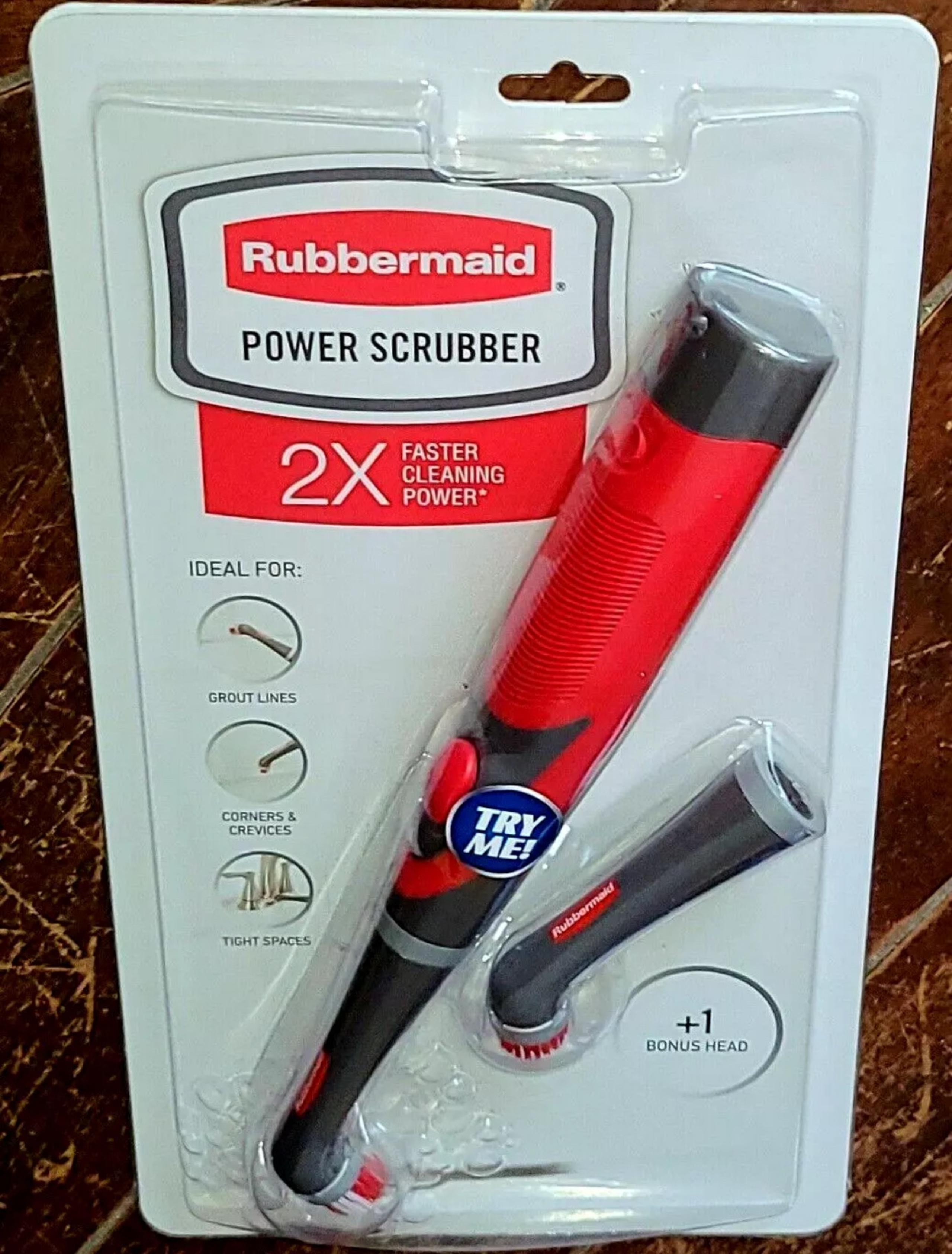 RUBBERMAID Power Scrubber w/2 Cleaning Modes & Bonus Head #2057486
